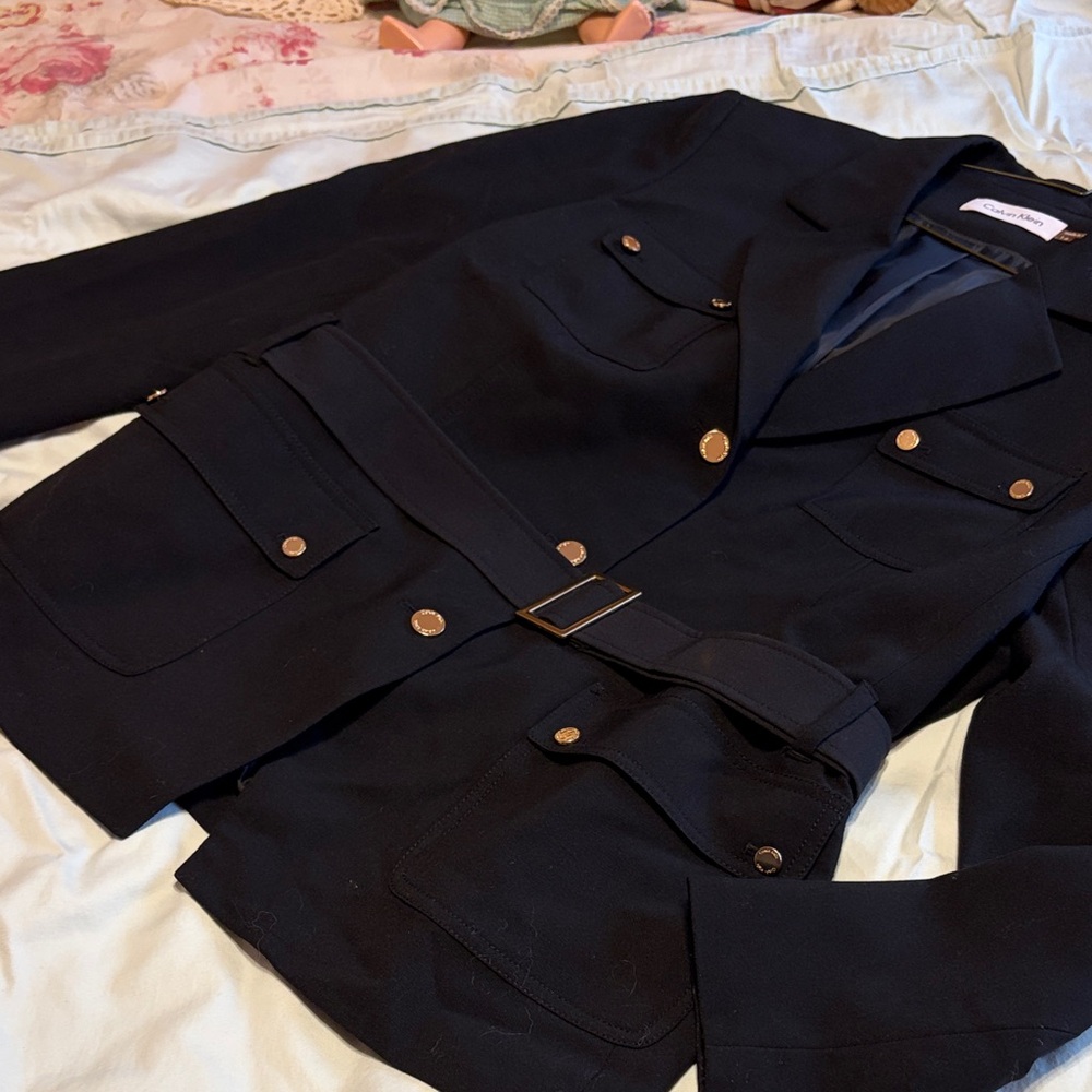 Calvin Klein Black Belted Blazer
